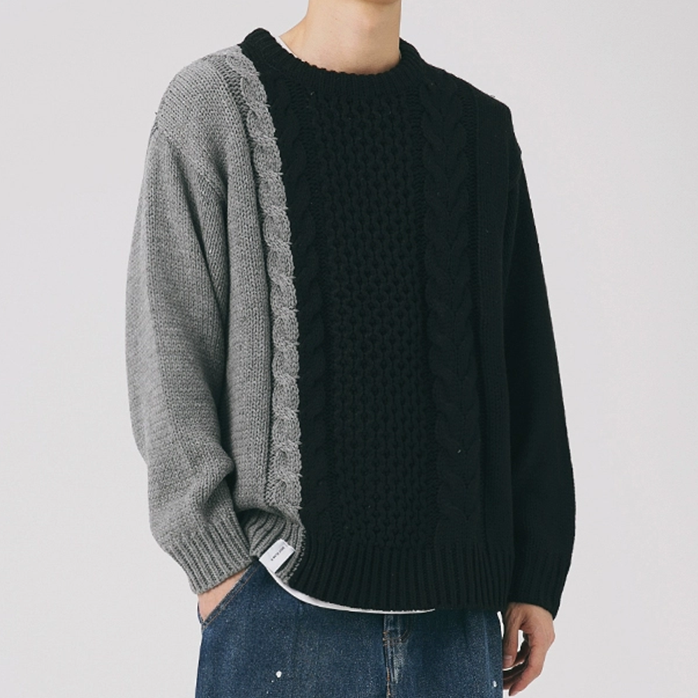 Colorblock Twist Knit Sweater