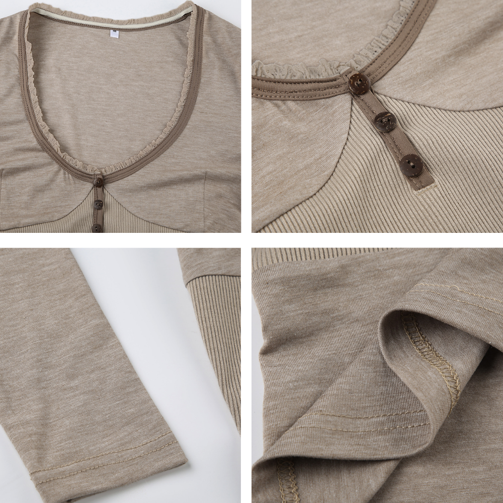 Women's V Neck Low Cut Long Sleeve