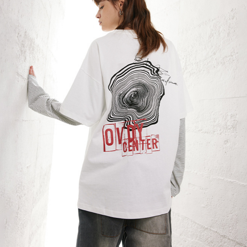 Spliced Pattern Stripe Sweatshirt