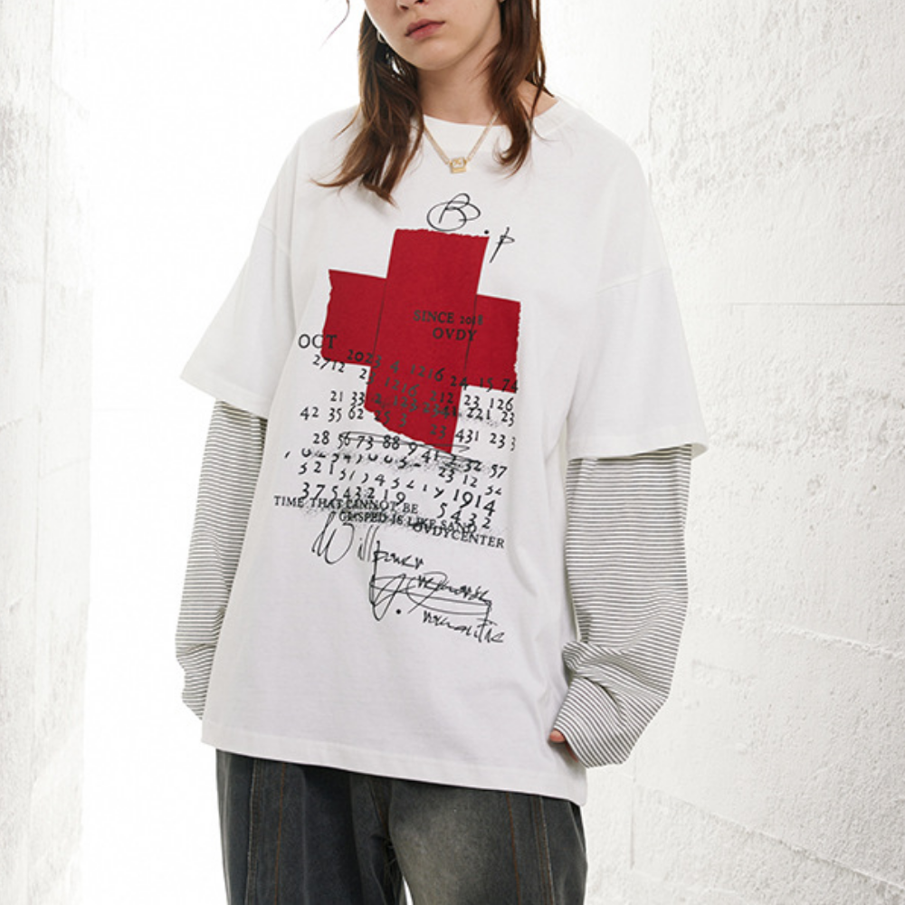 Spliced Pattern Stripe Sweatshirt