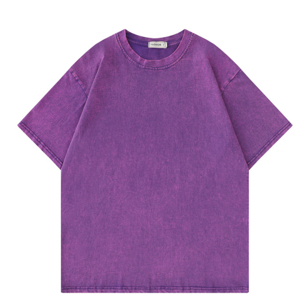 Casual Solid Color Washed T-shirt
